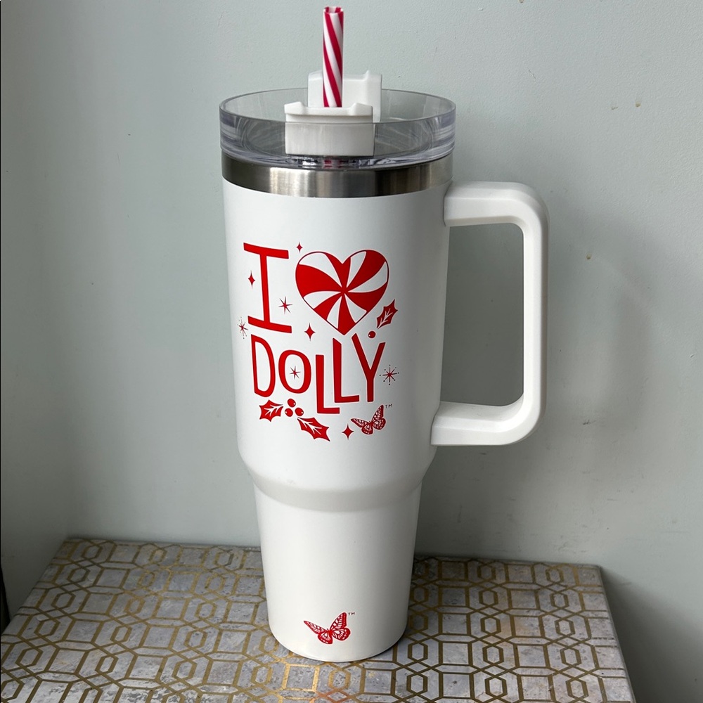 NEW Dolly Parton I Love Dolly 40oz Tumbler with Lid and Straw